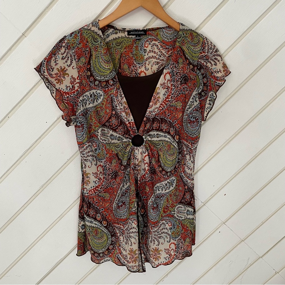 Notations cap sleeve women’s top size L